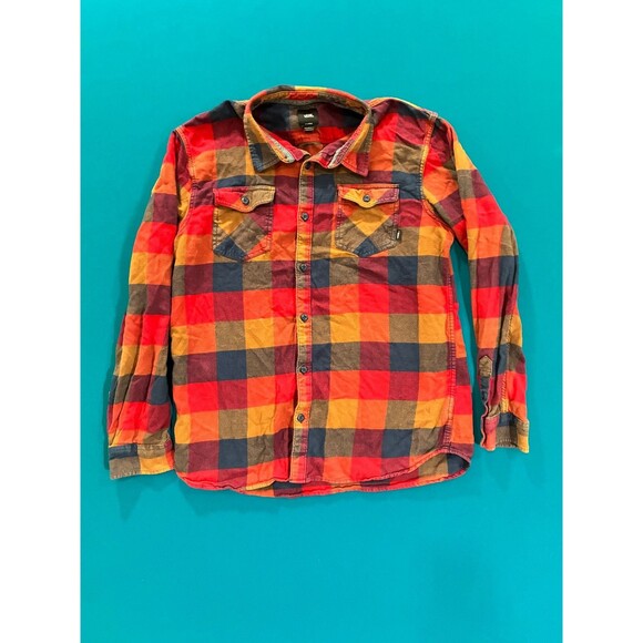 Vans Men's Button Down Long Sleeve Flannel Plaid Shirt Tailored Fit XL - Picture 1 of 7